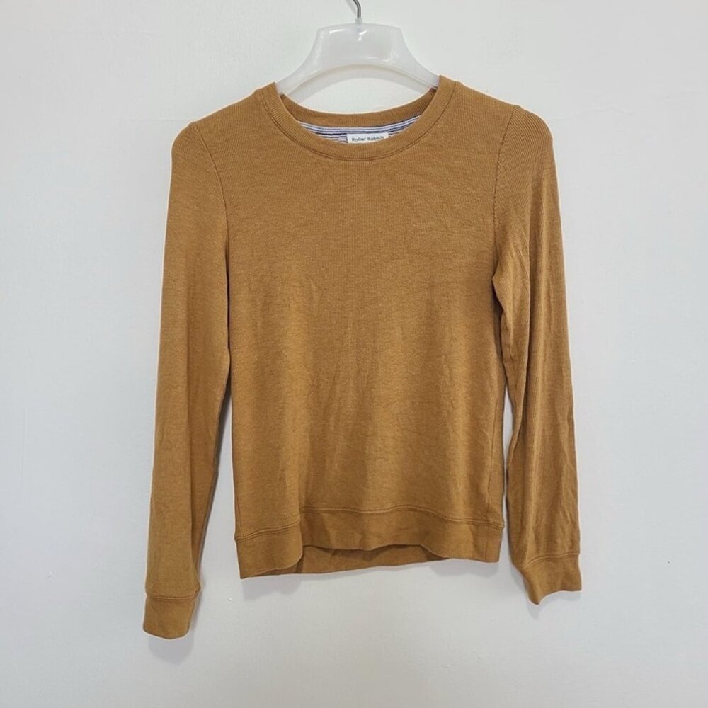 Roller Rabbit Women’s Ribbed Crew Neck Top Brown Size S Long Sleeve